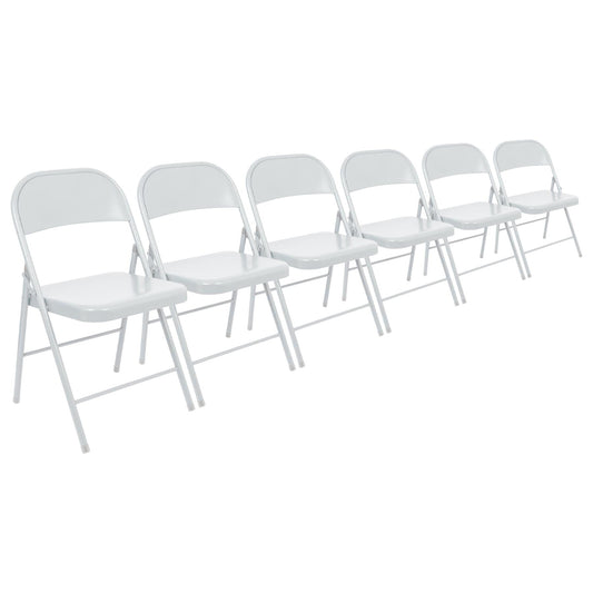Matt White Metal Folding Chair - Pack of Six