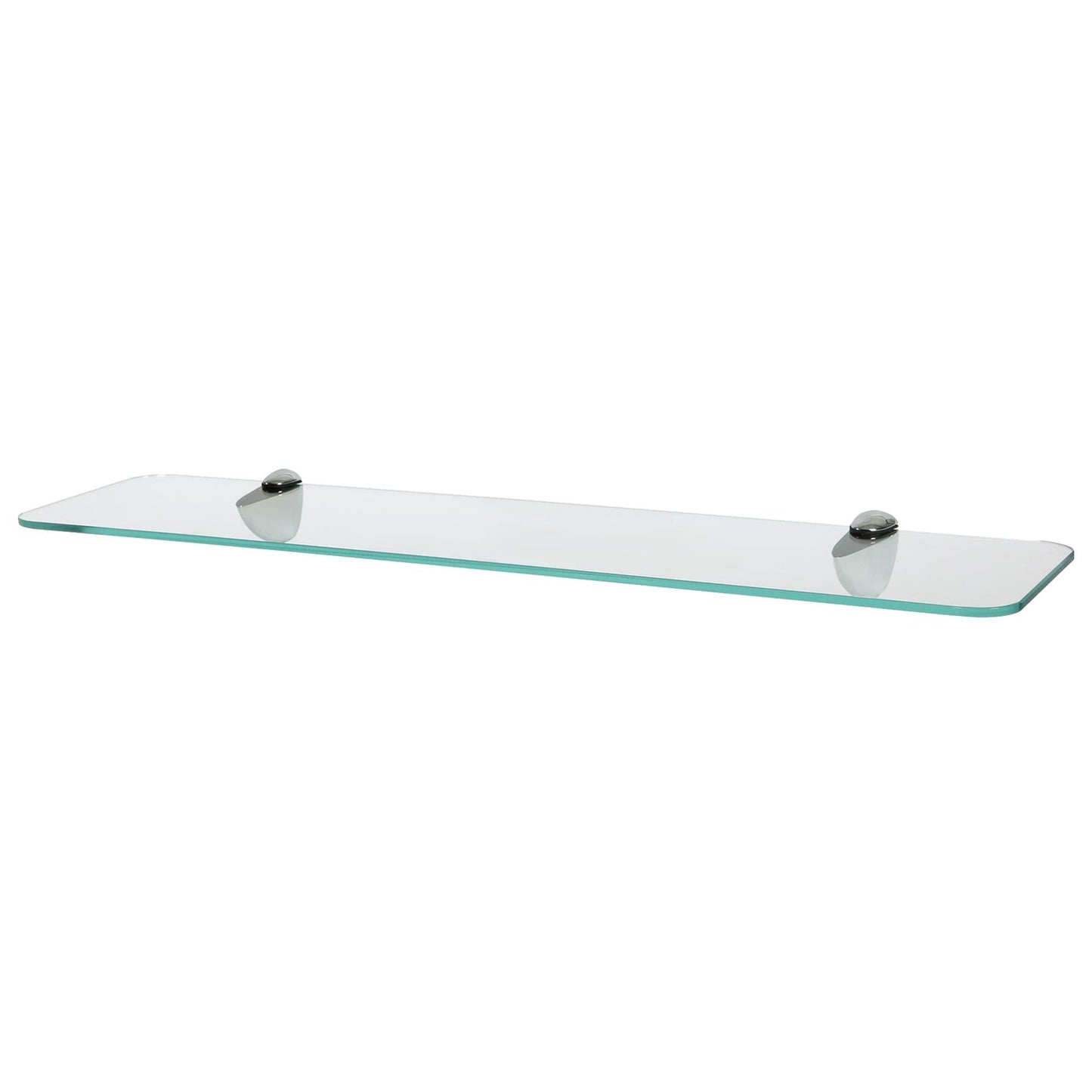 60cm Rounded Floating Glass Shelf with Chrome Fixings