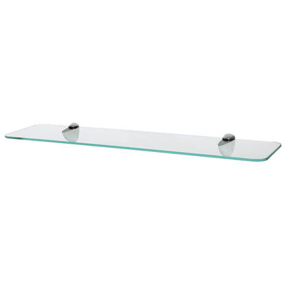 60cm Rounded Floating Glass Shelf with Chrome Fixings