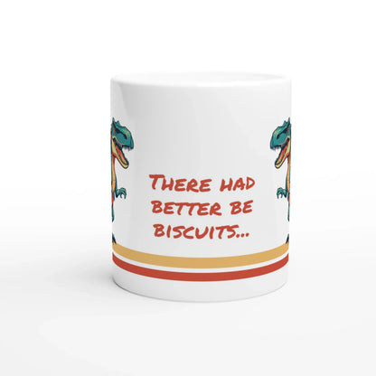 Personalisable White 11oz Ceramic Mug - T-Rex Biscuits
