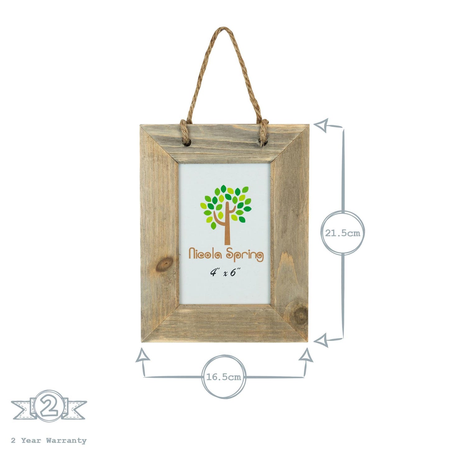 4" x 6" Natural Wooden Hanging Photo Frame