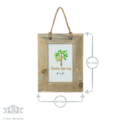 4" x 6" Natural Wooden Hanging Photo Frame