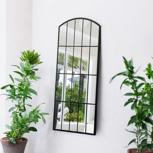 Decorative Garden Wall Mirror - Cast Iron/Metal - L2 x W75 x H170 cm - Black
