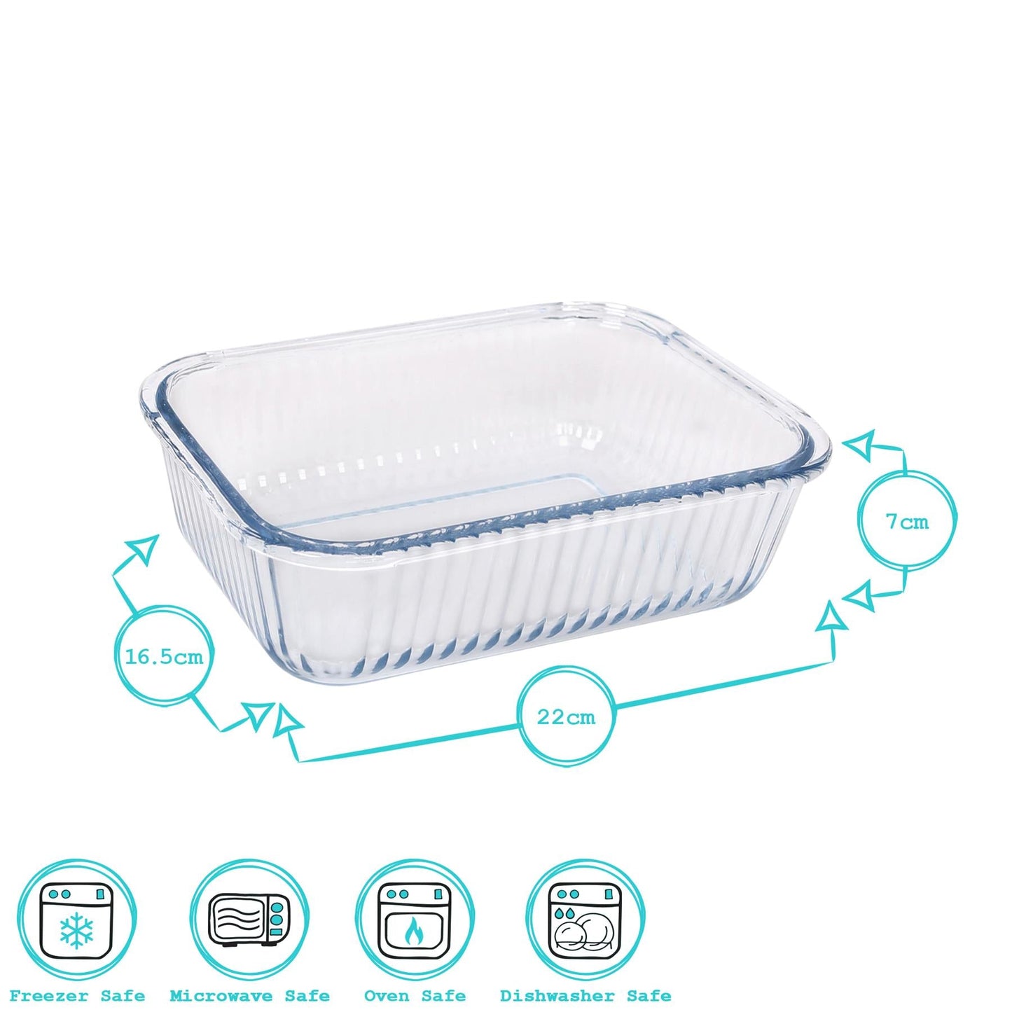 Optical Rectangular Glass Cake Dish - 22cm x 16.5cm