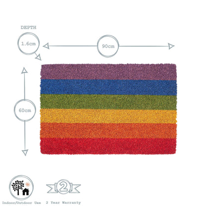90cm x 60cm Multicoloured Rainbow Coir Door Mat