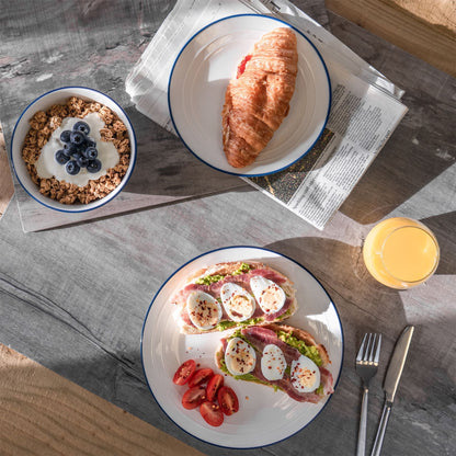 15cm Farmhouse White Porcelain Cereal Bowls - Pack of Six