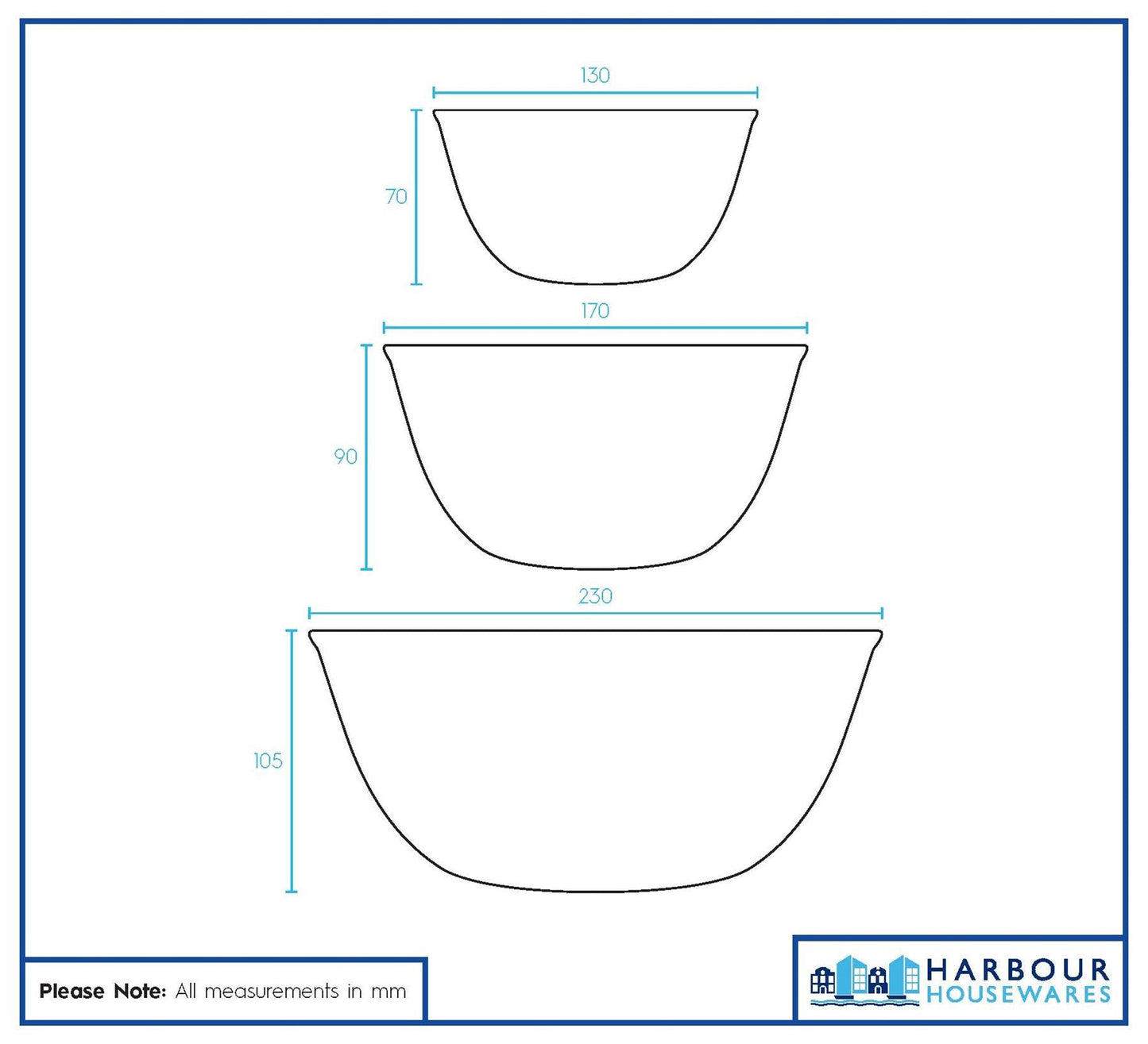 Glass Mixing Bowl Set - 3 Sizes