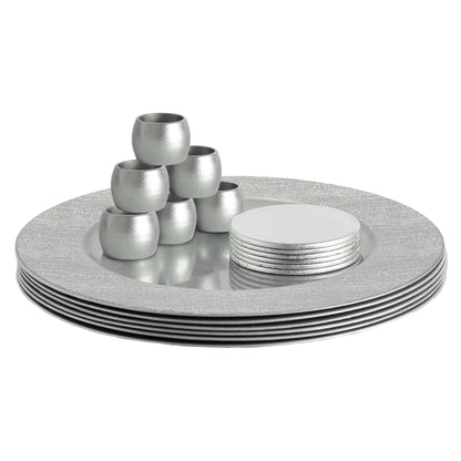 18pc Round Ribbed Charger Plates Set - 33cm