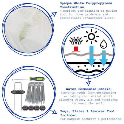 50gsm Weed Control Fabric Set with Pegs & Plates