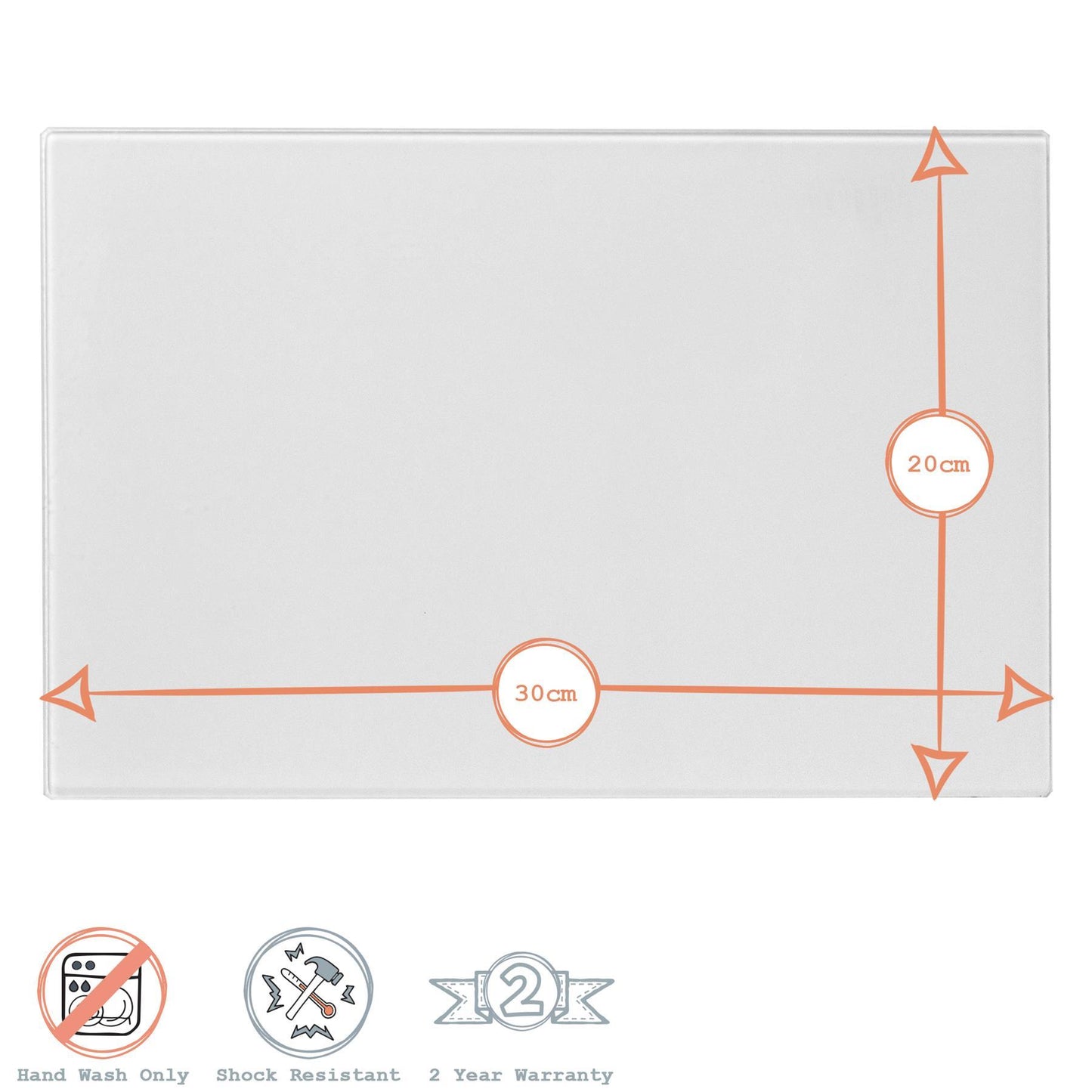 30cm x 20cm Glass Chopping Board