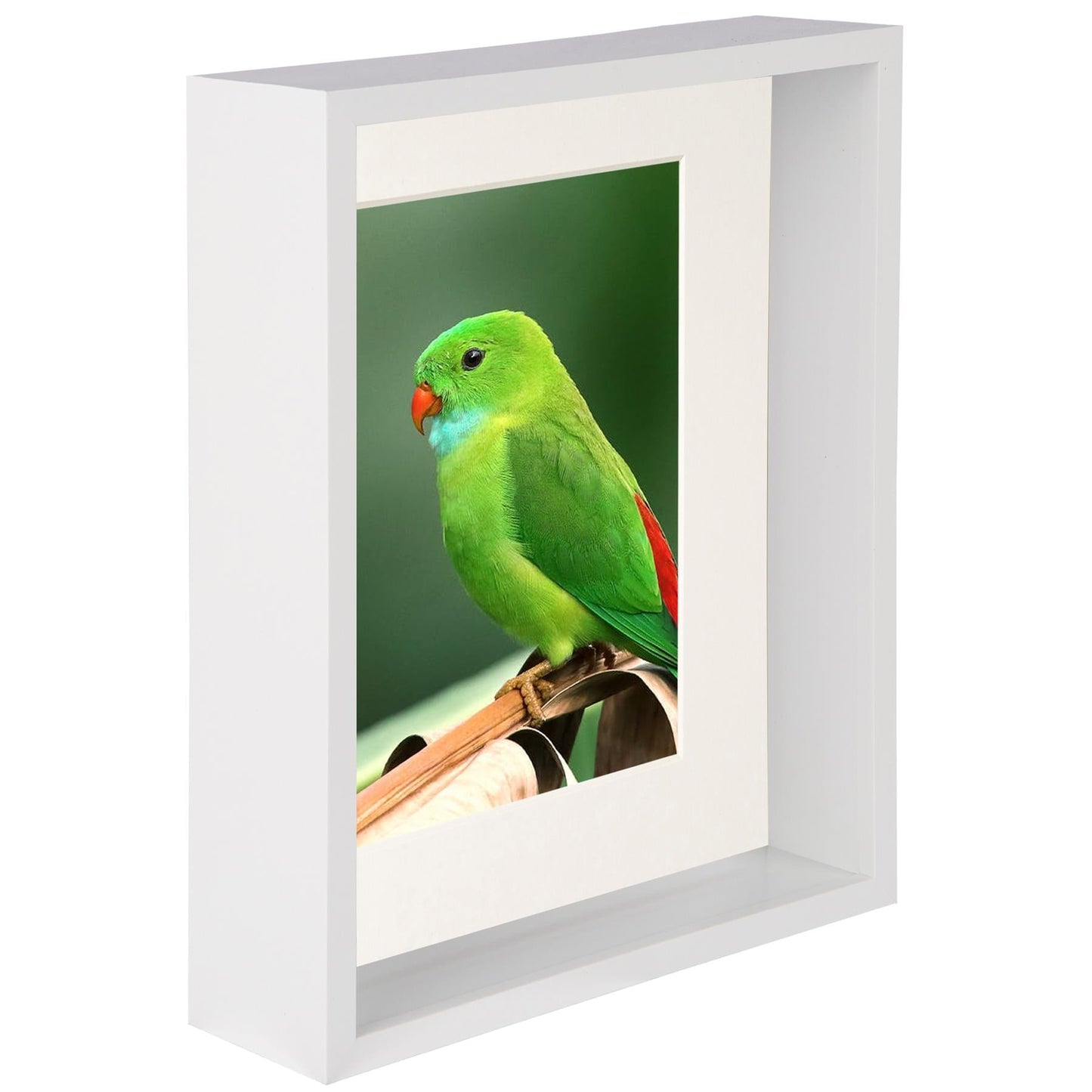 8" x 10" White 3D Deep Box Photo Frame - with 5" x 7" Mount