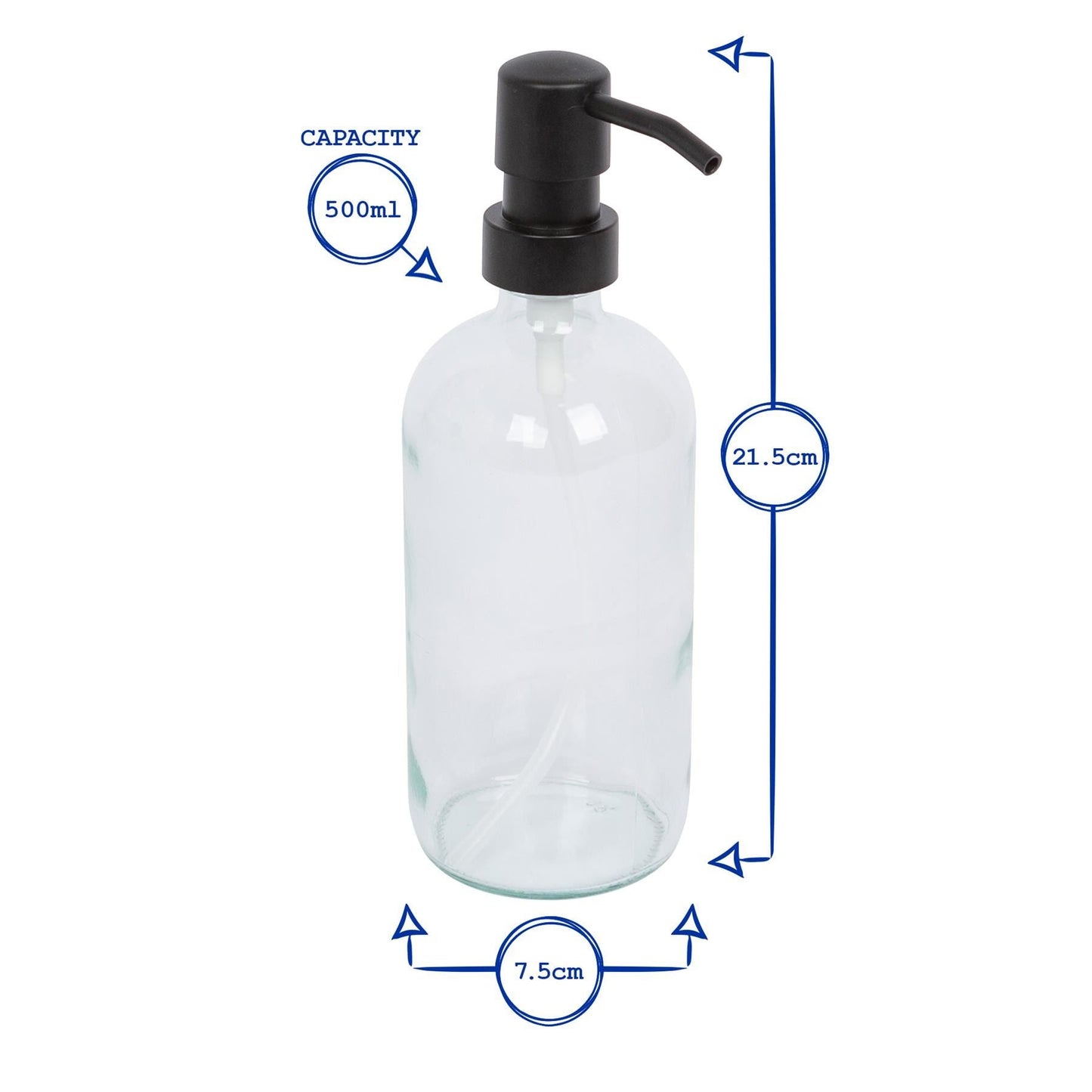 500ml Blue Glass Soap Dispenser