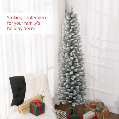 6ft Slim Christmas Tree Artificial - White Frosted Green  329 Tips