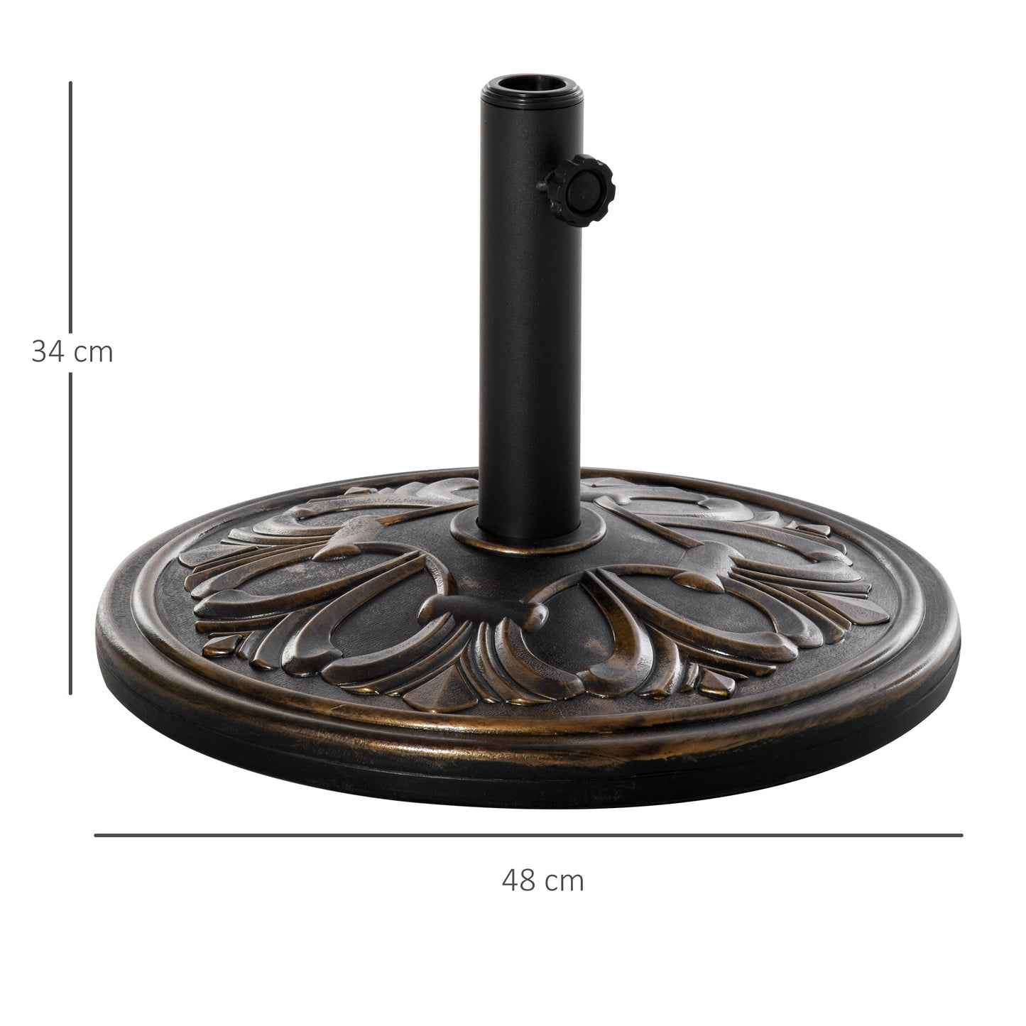 Outsunny 13KG Round Parasol Base Heavy Duty Cement Stand Umbrella Holder Bronze