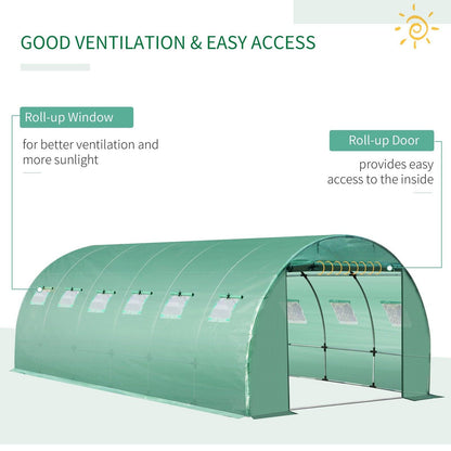 Outsunny 6 X 3 X 2M Greenhouse Replacement Cover Only Winter Garden Plant Pe Cover For Tunnel Walk-In Greenhouse With Roll-Up Windows Door Outdoor