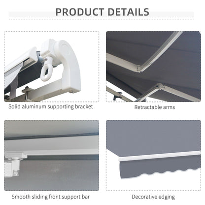 Manual Retractable Awning Size 4M X3M-Grey