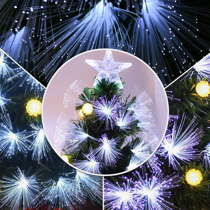 Homcom 3FT White Light Artificial Christmas Tree with 90 LEDs Star Topper Tri-Base Full Bodied Seasonal Decoration