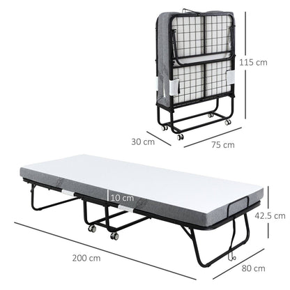 Homcom Folding Bed with 10cm Mattress