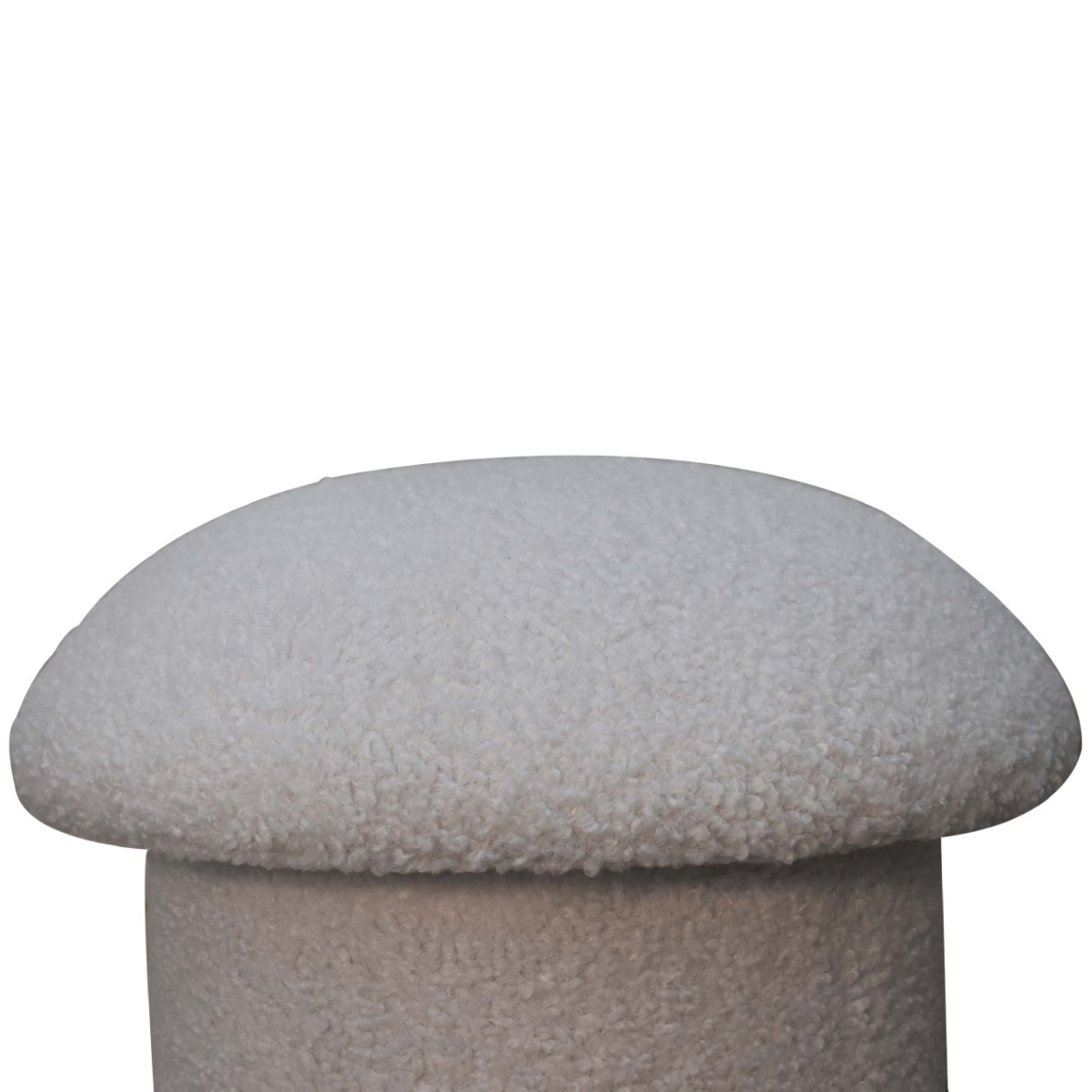 Artisan Furniture Solid Mango Wood White Boucle Mushroom Footstool