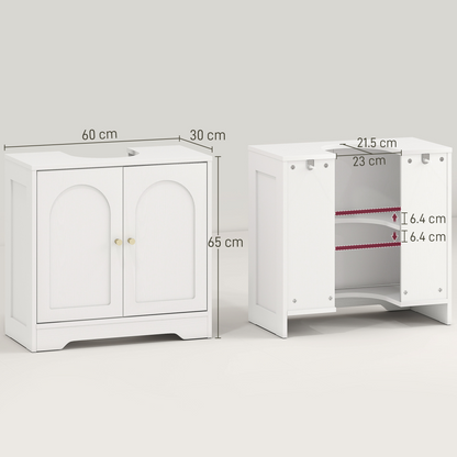 HOMCOM Modern Under Sink Cabinet for Basin without or with Pedestal, White