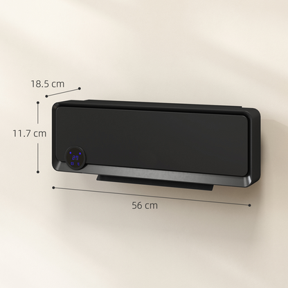 HOMCOM 1000W/2000W Wall Downflow Heater 10-49°C Temperature w/ Timer, Black