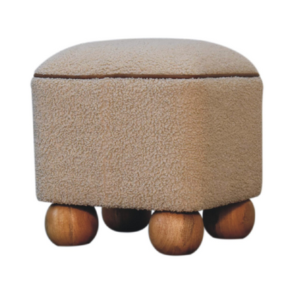 Artisan Furniture Solid Mango Wood Serenity Footstool with Ball Feet
