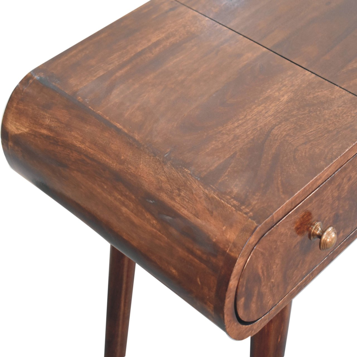 Artisan Furniture Solid Wood California Walnut Dressing Table with Foldable Mirror, Brown, 3 Drawers