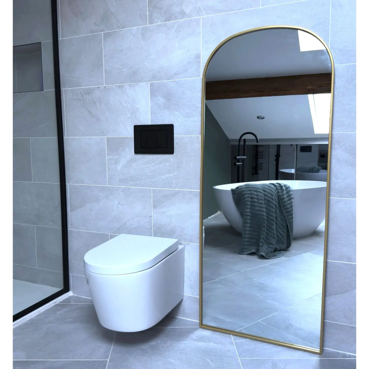 Yōko- Gold Metal Gentle Arch Mirror - 150cm x 60cm.