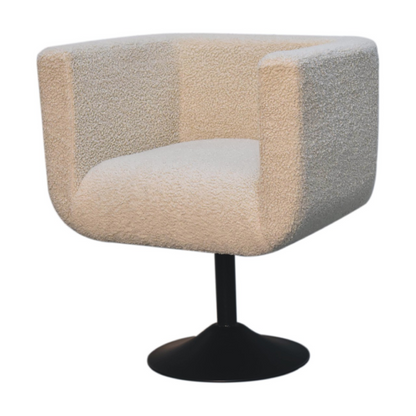 Artisan Furniture Solid Mango Wood Cream Boucle Swivel Chair