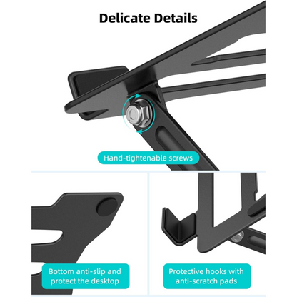 360Â° Metal Portable Laptop Tablet Stand Riser Bracket Adjustable Holder For Desk