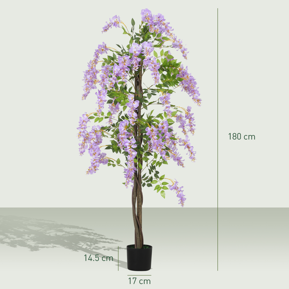 HOMCOM Artificial Wisteria Flower with 756 Leaves and 54 Flowers, Purple