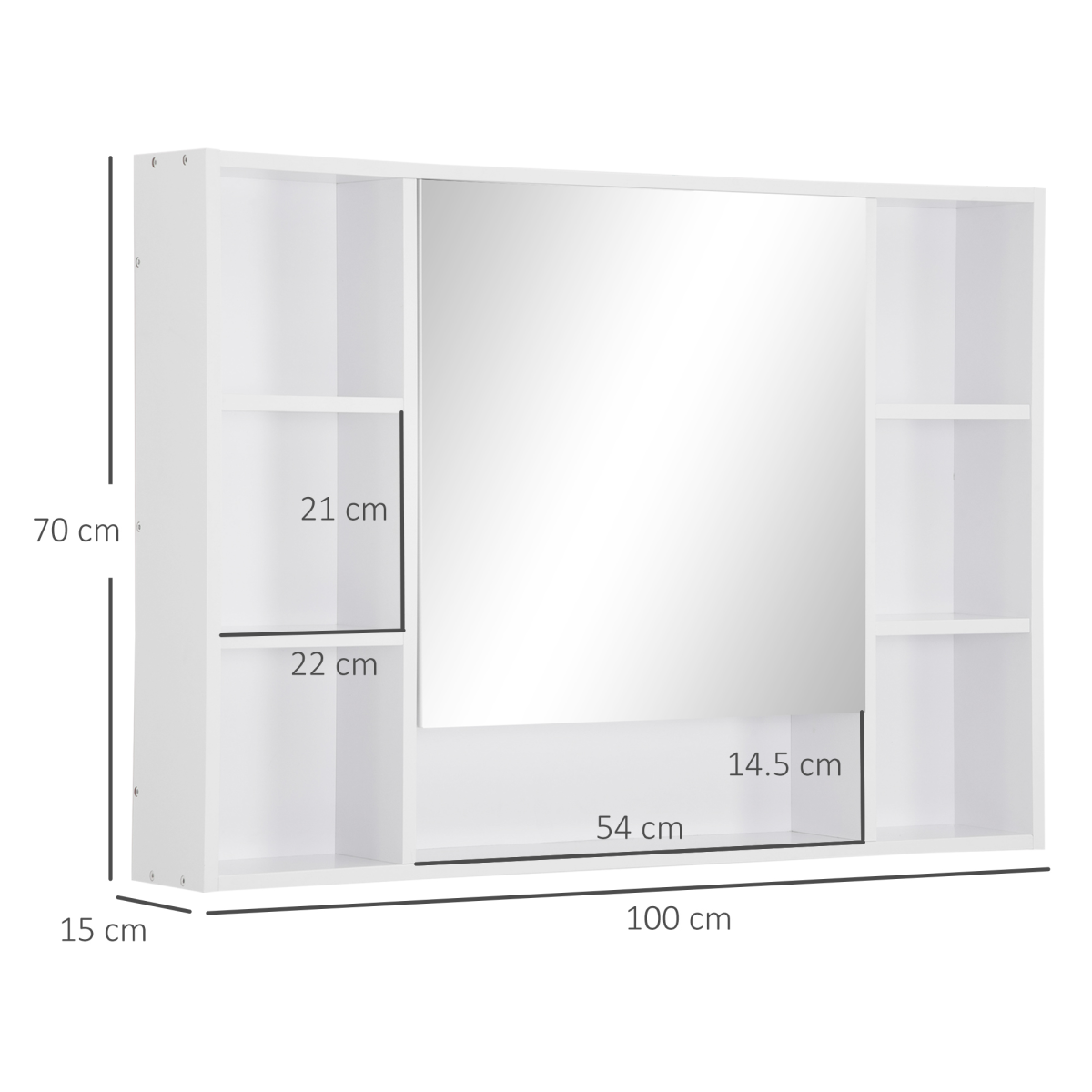 kleankin Bathroom Cabinet Wall Mount Storage organiser Mirror Shelves White