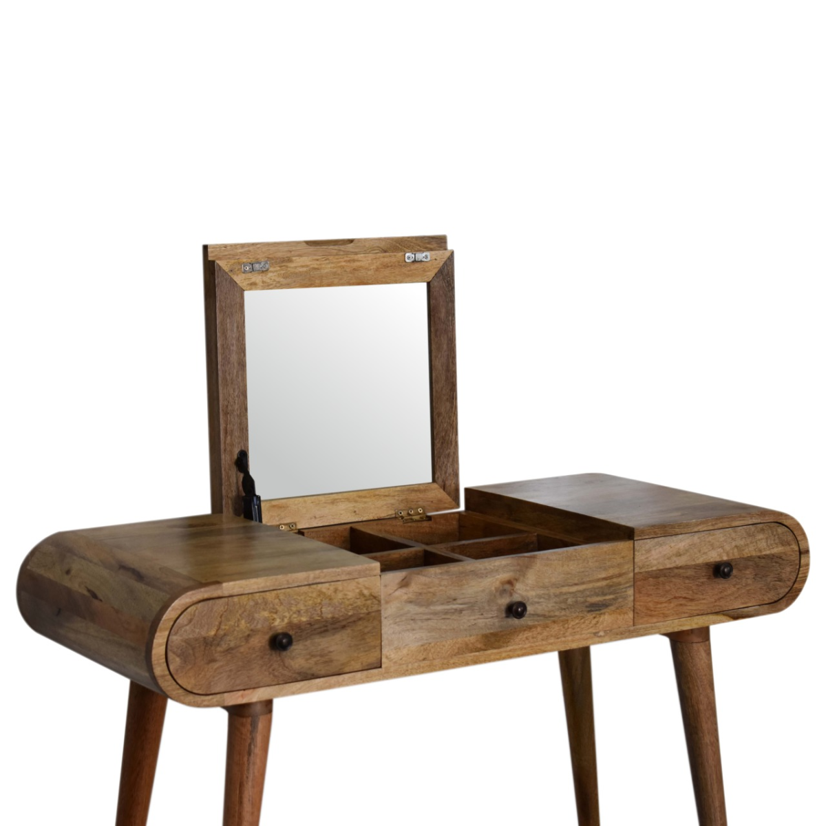Artisan Furniture Solid Mango Wood Oak-ish Round Dressing Table 100x80x40 cm