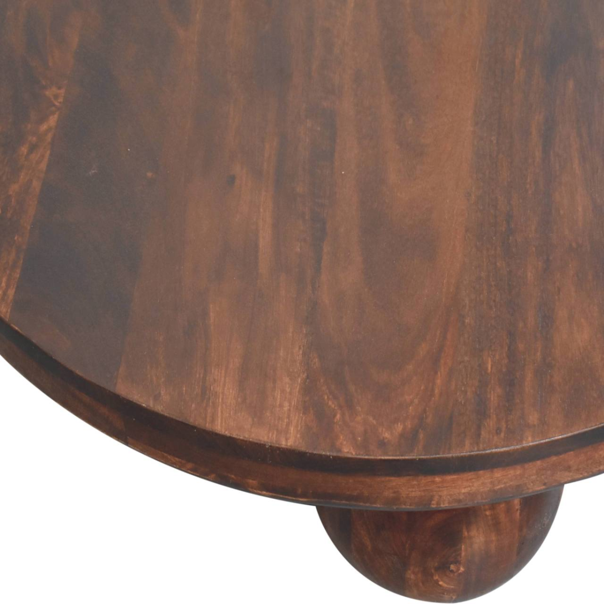 Artisan Furniture Solid Wood California Walnut Central Table with Ball Feet, Dark Brown