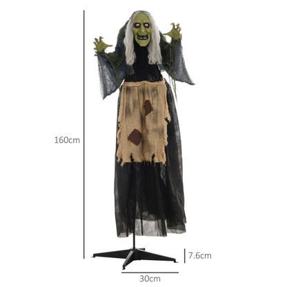 HOMCOM Halloween Witch Animatronic Prop with Sound Activated