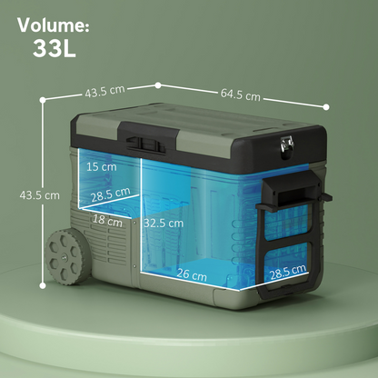 Outsunny 33L Camping Fridge Freezer Dual Zone Car Fridge, DC & AC, -20-20℃