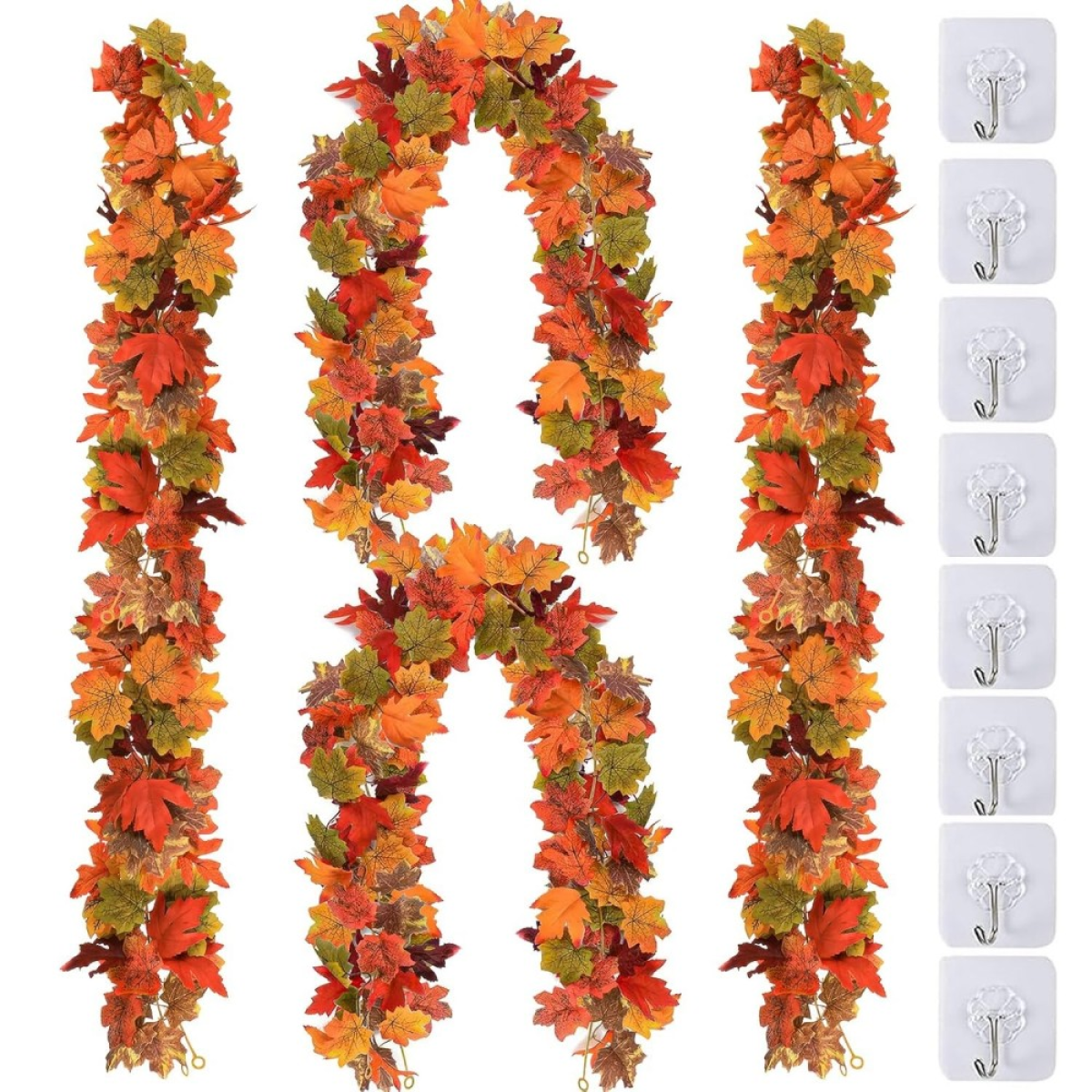 Halloween Christmas 6FT Autumn Fall Maple Leaves Wreath Garland Hanging Plant