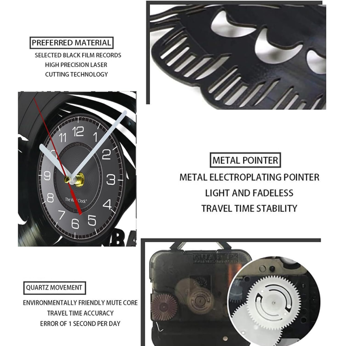 Vinyl Wall Clock Silent Battery Operated Fantasy Animation Theme Kid's Clock Home Kitchen Bedroom Decor Birthday Christmas Valentine Day Creative Gift for Women Friends and Family.