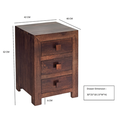 Toko Dark Mango 3 Drawer Bedside