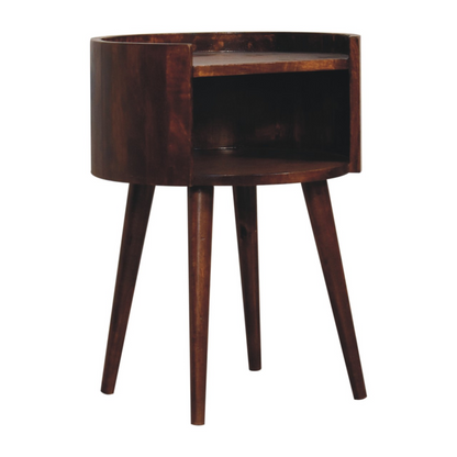 Artisan Furniture Solid Wood Chestnut Round Open Slot Bedside