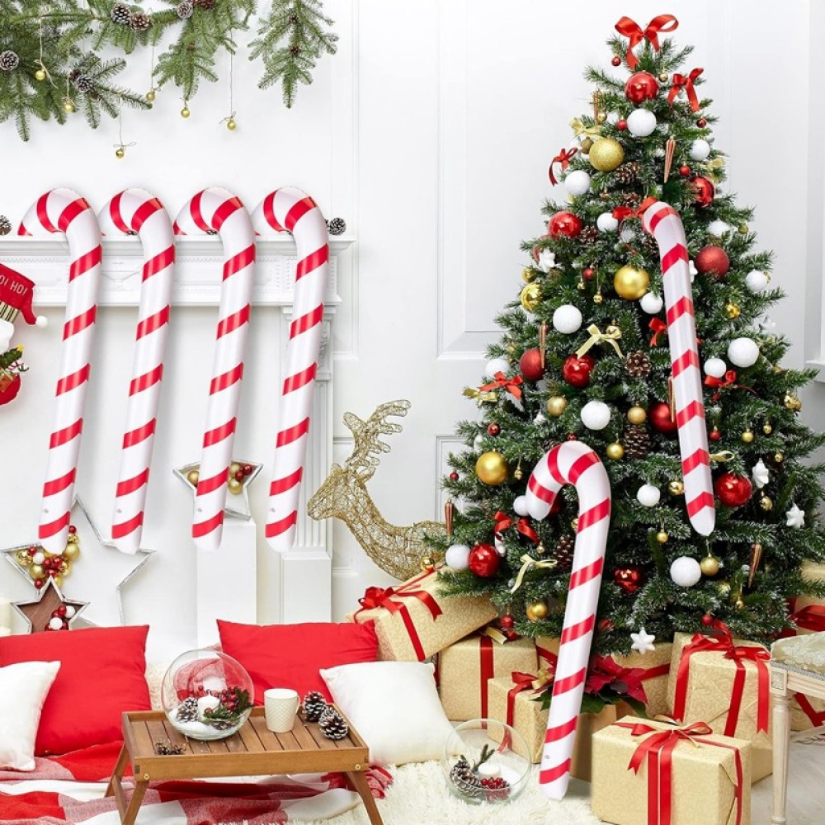 4 Christmas Inflatable Candy Cane Giant Blow Up Candy Stick for Christmas