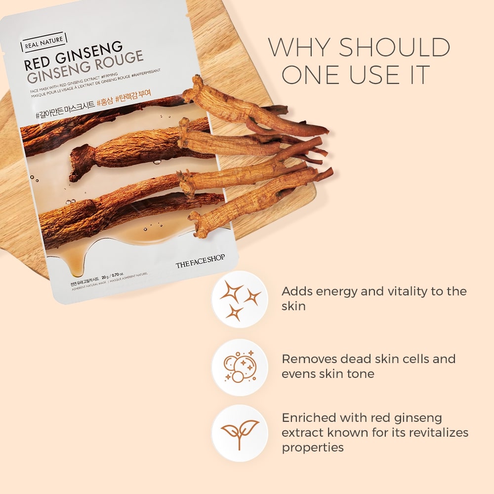 THE FACE SHOP Real Nature Face Mask Red Ginseng 20g