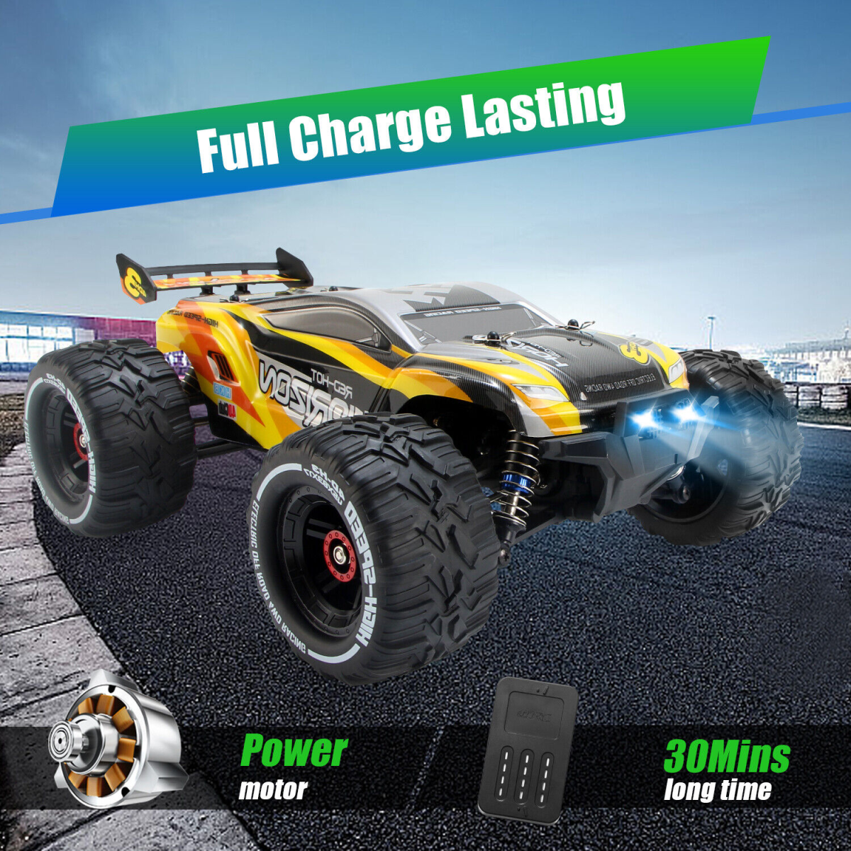 High Speed 50+kmh RC Car, RC Monster Truck,Racing Hobby Car, 4WD All Terrain Off-Road Remote Control Car, 2.4Ghz RC Crawler, 2 Battery, Kids Adults Gifts,Logistics is randomly sent by UPS/USPS/FEDEX