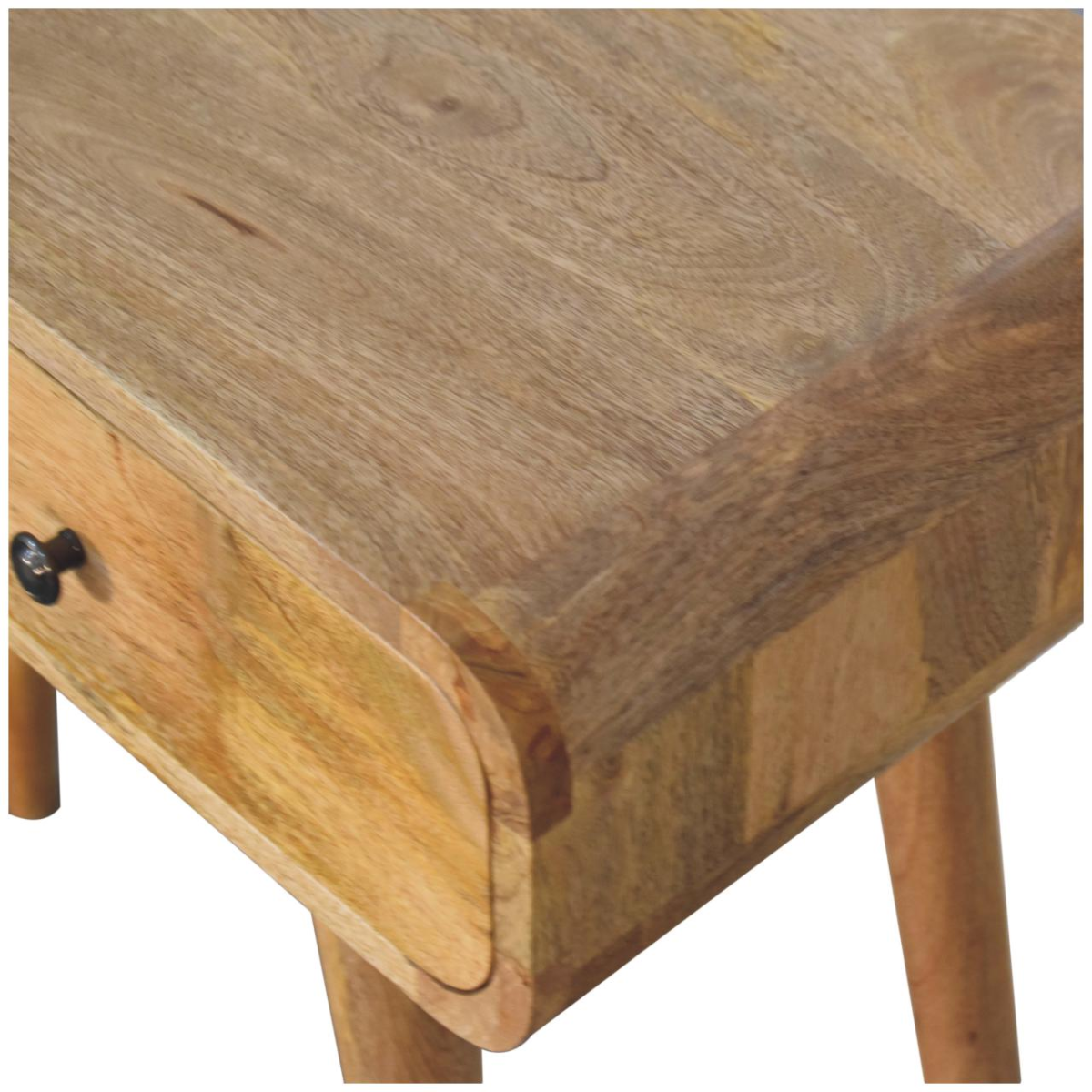 Artisan Furniture Solid Wood Oak-ish Curved Hallway Table, 2 Drawers, Brown