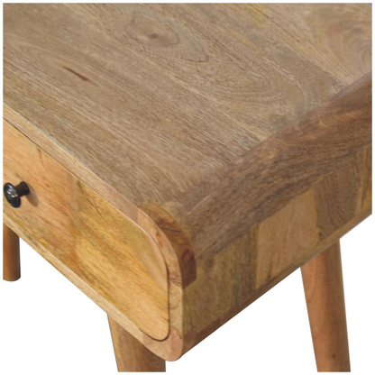 Artisan Furniture Solid Wood Oak-ish Curved Hallway Table, 2 Drawers, Brown