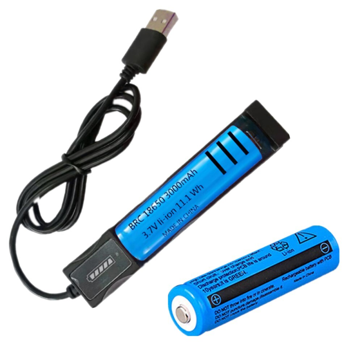 2pcs 3000mAh 18650 Rechargeable Batteries+1x USB Battery Charger Set For Fashlight headlamp