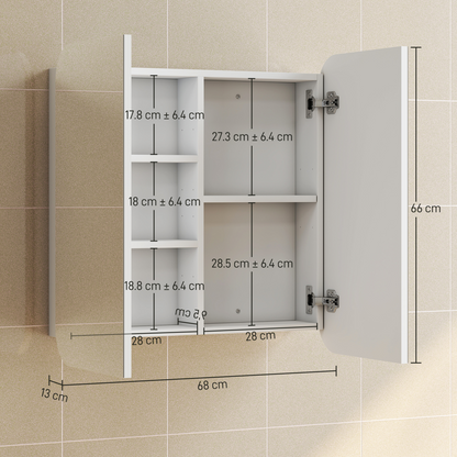 HOMCOM Arched Bathroom Mirror Cabinet, Wall Mounted Mirrored Cabinet