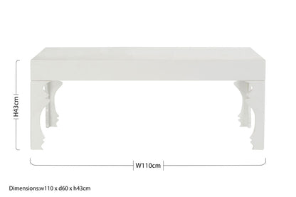 Luis White High Gloss Finish Coffee Table