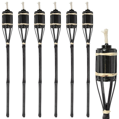 Black Bamboo 60cm Garden Fire Torches - Pack of Six