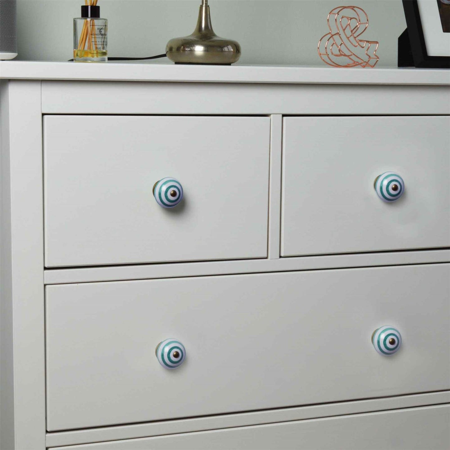 Round Stripe Ceramic Cabinet Knob